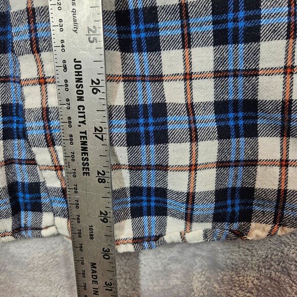 Croft & Barrow Shirt Plaid Flannel Cotton Mens L Button Blue White casual dad - Picture 10 of 14